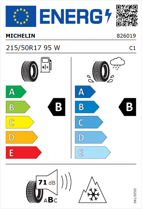 Tyre Label for Michelin CrossClimate 2 215/50R17 95W