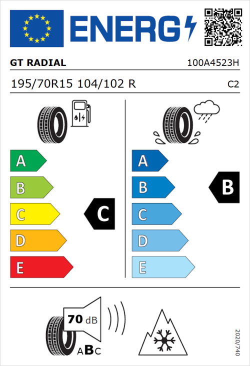 Tyre Label for GT Radial Maxmiler Pro 195/70R15 104/102R